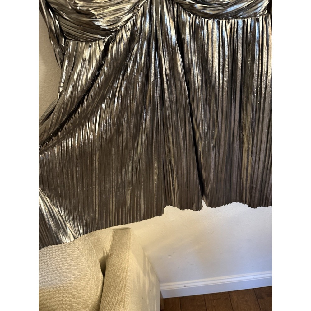 BOHME‎  Faylinn Metallic Mini Dress Women's Pleated  Dress Sz L Retro Club - Picture 7 of 16